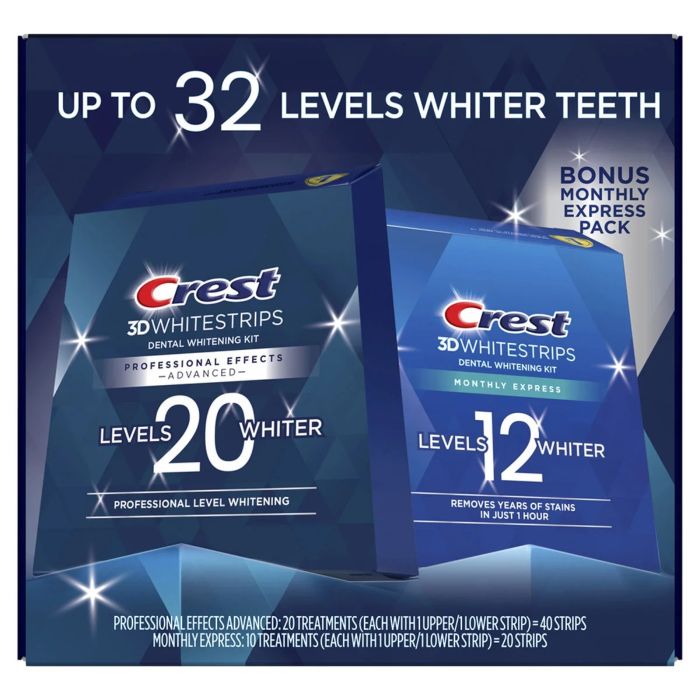 Crest Professional Effects Advanced plus Monthly Express Teeth Whitening Strip Bundle